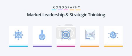 Illustration for Market Leadership And Strategic Thinking Blue 5 Icon Pack Including marketing. business. lab. gear. idea. Creative Icons Design - Royalty Free Image