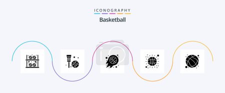 Illustration for Basketball Glyph 5 Icon Pack Including sport. ball. net. sport. fire - Royalty Free Image