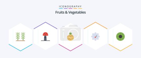 Téléchargez les illustrations : Fruits and Vegetables 25 Flat icon pack including . . patterson. tropical. healthy - en licence libre de droit
