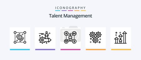 Téléchargez les illustrations : Talent Management Line 5 Icon Pack Including cog. setting. wheel. career. arrow. Creative Icons Design - en licence libre de droit