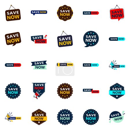 Ilustración de 25 Versatile Typographic Banners for promoting savings across platforms - Imagen libre de derechos