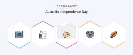 Illustration for Australia Independence Day 25 FilledLine icon pack including citysets. animal. drink. banner. ocean - Royalty Free Image