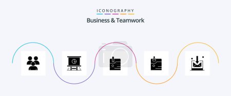 Téléchargez les illustrations : Business And Teamwork Glyph 5 Icon Pack Including technology. data. planning. business. upload - en licence libre de droit
