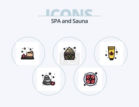 Téléchargez les illustrations : Sauna Line Filled Icon Pack 5 Icon Design. . . sauna. cream. sauna - en licence libre de droit