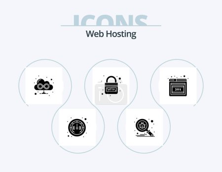 Illustration for Web Hosting Glyph Icon Pack 5 Icon Design. error. security. browser. link. http - Royalty Free Image