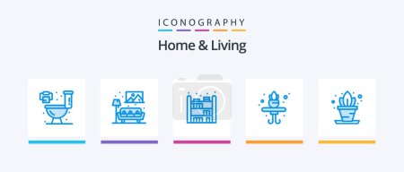 Téléchargez les illustrations : Home And Living Blue 5 Icon Pack Including . living. shelf. Creative Icons Design - en licence libre de droit