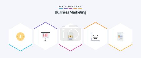 Ilustración de Business Marketing 25 Flat icon pack including graph. business. sale. finance. economy - Imagen libre de derechos