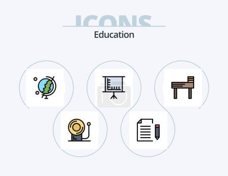 Téléchargez les illustrations : Education Line Filled Icon Pack 5 Icon Design. alarm. pi. marker. - en licence libre de droit