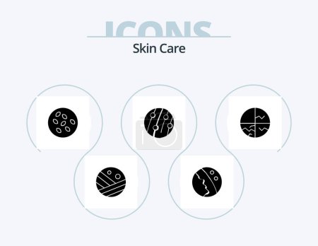 Illustration for Skin Glyph Icon Pack 5 Icon Design. dry skin. scalp disease. seeds. scalp dandruff. dandruff - Royalty Free Image