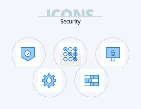 Illustration for Security Blue Icon Pack 5 Icon Design. . security. security. lock. security - Royalty Free Image