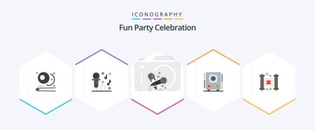 Illustration for Party 25 Flat icon pack including jewish. speaker. karaoke. party. audio - Royalty Free Image