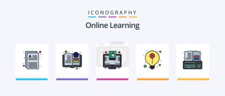 Illustration for Online Learning Line Filled 5 Icon Pack Including value. pdf. notes. file. pencil. Creative Icons Design - Royalty Free Image