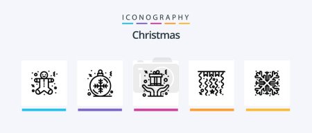 Ilustración de Christmas Line 5 Icon Pack Including music. christmas. winter. santa hat. christmas hat. Creative Icons Design - Imagen libre de derechos