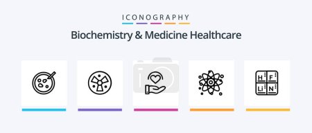 Ilustración de Biochemistry And Medicine Healthcare Line 5 Icon Pack Including science . hospital. hazard. medical. mobile. Creative Icons Design - Imagen libre de derechos