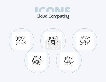 Téléchargez les illustrations : Cloud Computing Line Icon Pack 5 Icon Design. config. technology. cloud. storage. cloud - en licence libre de droit