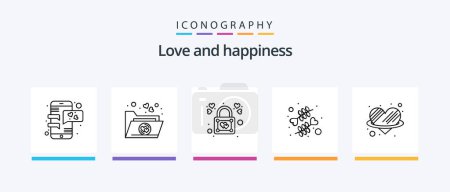 Téléchargez les illustrations : Love Line 5 Icon Pack Including mail. heart. love. romantic. moon. Creative Icons Design - en licence libre de droit