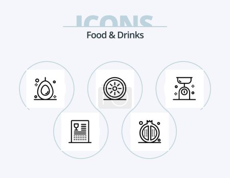 Téléchargez les illustrations : Food and Drinks Line Icon Pack 5 Icon Design. drinks. food. meal. drinks. burger - en licence libre de droit
