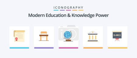 Illustration for Modern Education And Knowledge Power Flat 5 Icon Pack Including teacher. court. world. campus. university. Creative Icons Design - Royalty Free Image