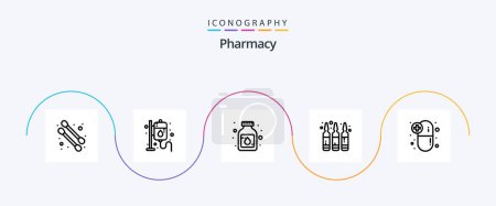 Téléchargez les illustrations : Pharmacy Line 5 Icon Pack Including medications. drugs. medication. capsule. liquid - en licence libre de droit