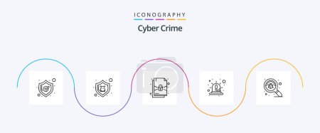 Téléchargez les illustrations : Cyber Crime Line 5 Icon Pack Including search. bug. lock. siren. light - en licence libre de droit