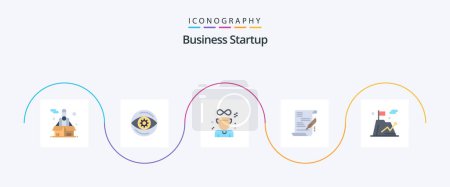 Ilustración de Business Startup Flat 5 Icon Pack Including goal. business. award. document. agreement - Imagen libre de derechos