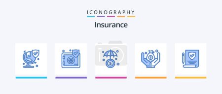 Ilustración de Insurance Blue 5 Icon Pack Including . paper. insurance. insurance. money. Creative Icons Design - Imagen libre de derechos