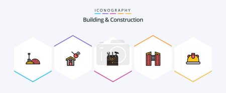 Téléchargez les illustrations : Building And Construction 25 FilledLine icon pack including . construction. box. building. city - en licence libre de droit