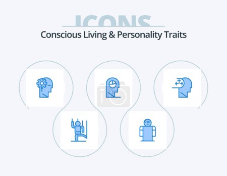 Ilustración de Concious Living And Personality Traits Blue Icon Pack 5 Icon Design. hat. profile. person. human. information - Imagen libre de derechos