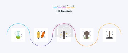 Illustration for Halloween Flat 5 Icon Pack Including death. cemetery. sugar. magic. halloween - Royalty Free Image