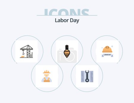 Illustration for Labor Day Flat Icon Pack 5 Icon Design. industrial helmet. hard hat. construction. hard cap. tool - Royalty Free Image