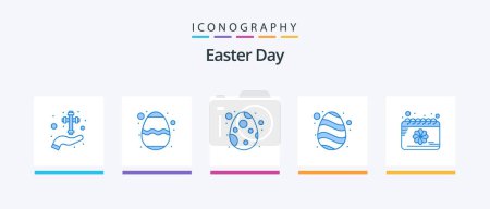 Illustration for Easter Blue 5 Icon Pack Including calendar. nature. festival. egg. celebration. Creative Icons Design - Royalty Free Image