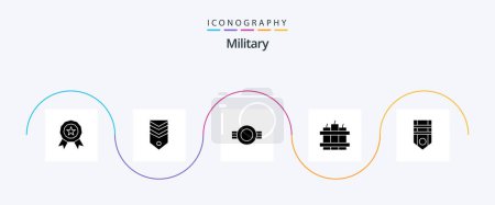 Ilustración de Military Glyph 5 Icon Pack Including military. timer. grade. dynamite. rank - Imagen libre de derechos