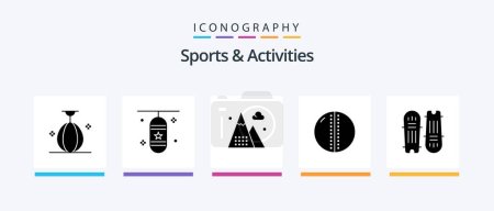 Illustration for Sports and Activities Glyph 5 Icon Pack Including leather ball. cricket ball. sports accessory. nature. game. Creative Icons Design - Royalty Free Image
