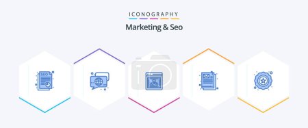 Illustration for Marketing And Seo 25 Blue icon pack including seo. premium. marketing. marketing. document - Royalty Free Image