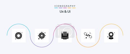 Téléchargez les illustrations : Ux And Ui Glyph 5 Icon Pack Including place. map. inch. location. web - en licence libre de droit