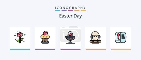 Téléchargez les illustrations : Easter Line Filled 5 Icon Pack Including decoration. egg. egg. easter. boiled. Creative Icons Design - en licence libre de droit
