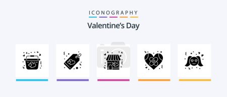 Illustration for Valentines Day Glyph 5 Icon Pack Including love. heart. love. healthcare. bandage. Creative Icons Design - Royalty Free Image