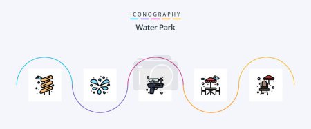 Ilustración de Water Park Line Filled Flat 5 Icon Pack Including . park. water. water. park - Imagen libre de derechos