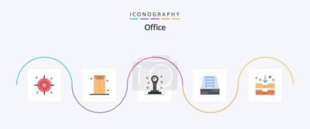 Illustration for Office Flat 5 Icon Pack Including . stationery. office - Royalty Free Image