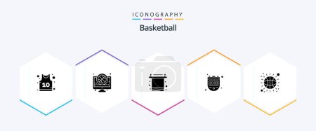 Illustration for Basketball 25 Glyph icon pack including basketball. watch. bath. timer. chronometer - Royalty Free Image