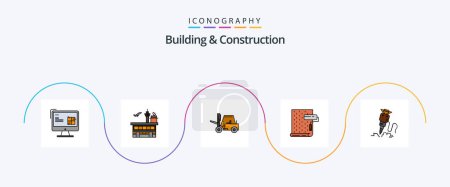 Illustration for Building And Construction Line Filled Flat 5 Icon Pack Including design. paint. transit. transport. lifting - Royalty Free Image