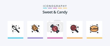 Ilustración de Sweet And Candy Line Filled 5 Icon Pack Including cake. dessert. cupcake. cookie. sweets. Creative Icons Design - Imagen libre de derechos