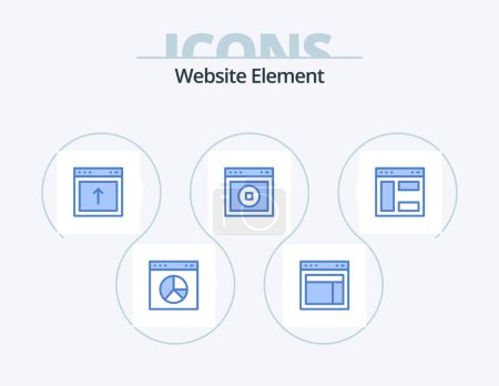 Téléchargez les illustrations : Website Element Blue Icon Pack 5 Icon Design. website. ux. website. ui. website - en licence libre de droit