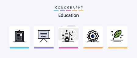 Ilustración de Education Line Filled 5 Icon Pack Including presentation. chart. note. diploma. certificate. Creative Icons Design - Imagen libre de derechos