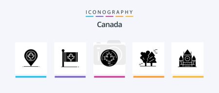 Ilustración de Canada Glyph 5 Icon Pack Including scandinavia. canada. maple. arctic. maple. Creative Icons Design - Imagen libre de derechos