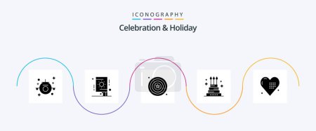Téléchargez les illustrations : Celebration and Holiday Glyph 5 Icon Pack Including celebration. giant. celebration. event. cake - en licence libre de droit