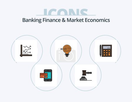 Illustration for Banking Finance And Market Economics Line Filled Icon Pack 5 Icon Design. safe. deposit. darts. box. idea - Royalty Free Image