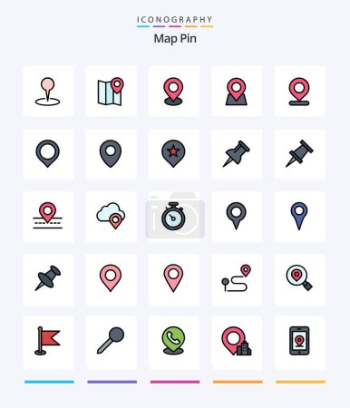 Ilustración de Creative Map Pin 25 Line FIlled icon pack  Such As location. pin. location. marker. stare - Imagen libre de derechos