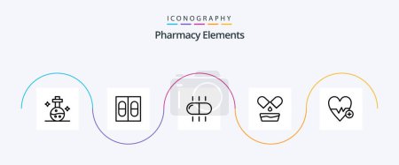 Illustration for Pharmacy Elements Line 5 Icon Pack Including plus. heart beat . medical. medical . pills - Royalty Free Image