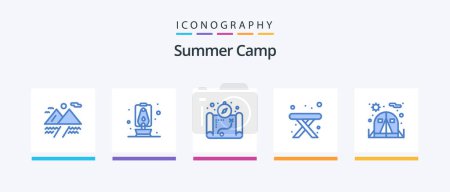 Illustration for Summer Camp Blue 5 Icon Pack Including . camping. tent. camping. Creative Icons Design - Royalty Free Image
